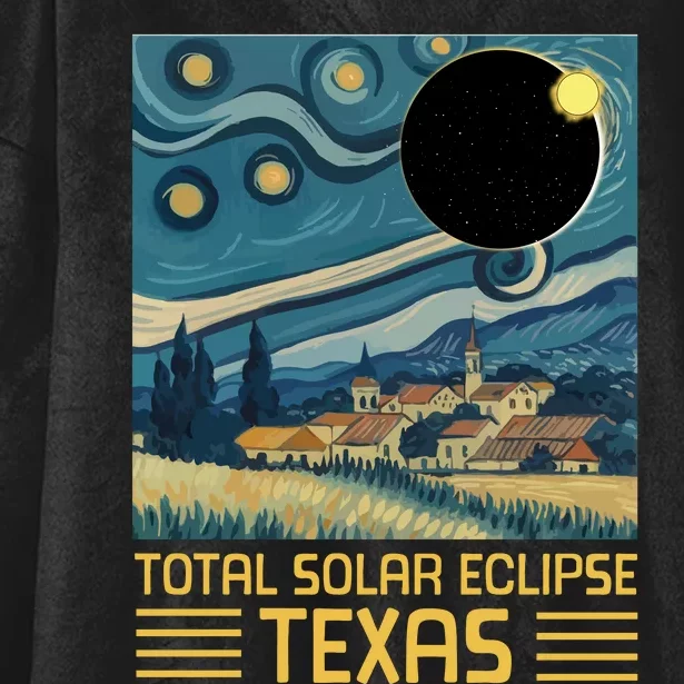 Starry Night Texas Total Solar Eclipse Artwork Hooded Wearable Blanket