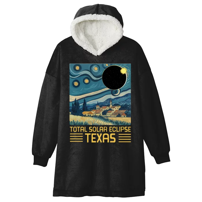 Starry Night Texas Total Solar Eclipse Artwork Hooded Wearable Blanket