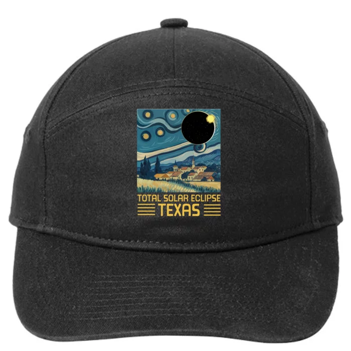 Starry Night Texas Total Solar Eclipse Artwork 7-Panel Snapback Hat