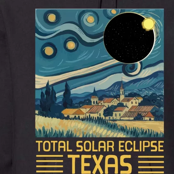 Starry Night Texas Total Solar Eclipse Artwork Premium Hoodie