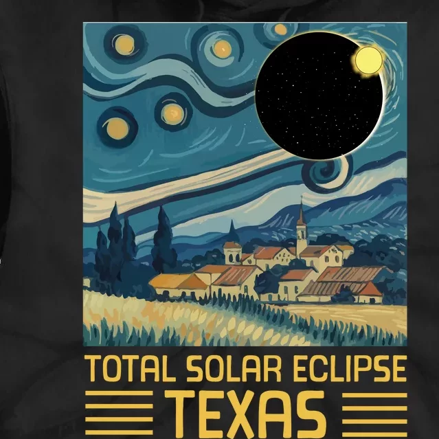 Starry Night Texas Total Solar Eclipse Artwork Tie Dye Hoodie