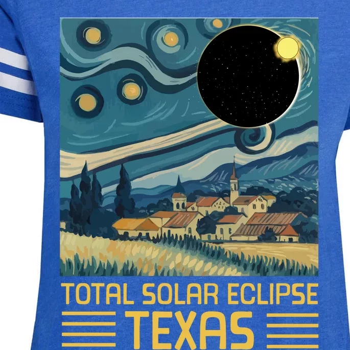 Starry Night Texas Total Solar Eclipse Artwork Enza Ladies Jersey Football T-Shirt