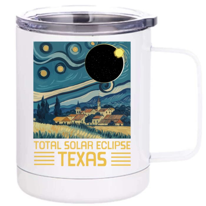 Starry Night Texas Total Solar Eclipse Artwork Front & Back 12oz Stainless Steel Tumbler Cup