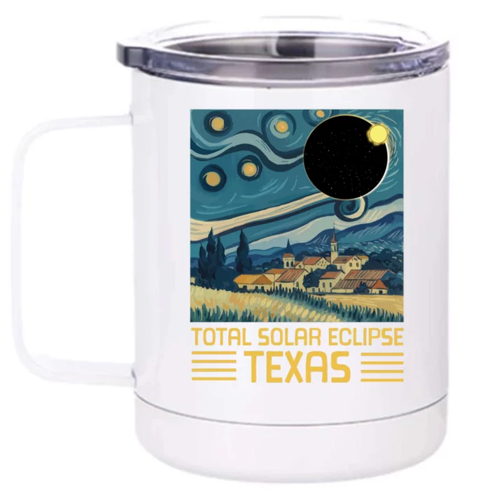 Starry Night Texas Total Solar Eclipse Artwork Front & Back 12oz Stainless Steel Tumbler Cup