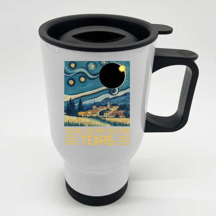 Starry Night Texas Total Solar Eclipse Artwork Front & Back Stainless Steel Travel Mug