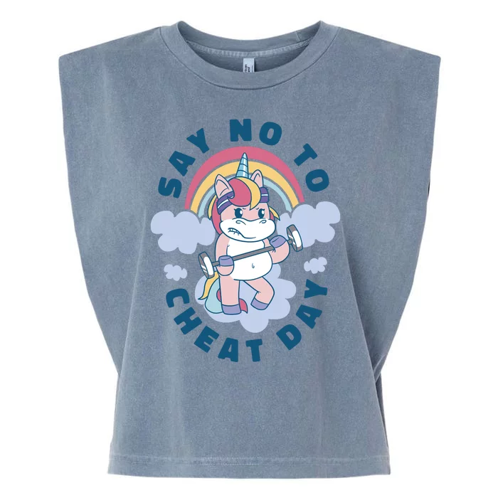 Say No To Cheat Day Unicorn Gym Garment-Dyed Women's Muscle Tee