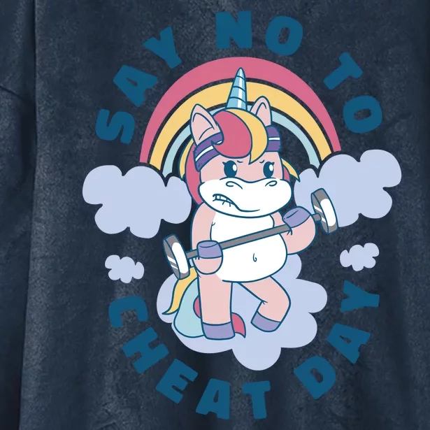 Say No To Cheat Day Unicorn Gym Hooded Wearable Blanket