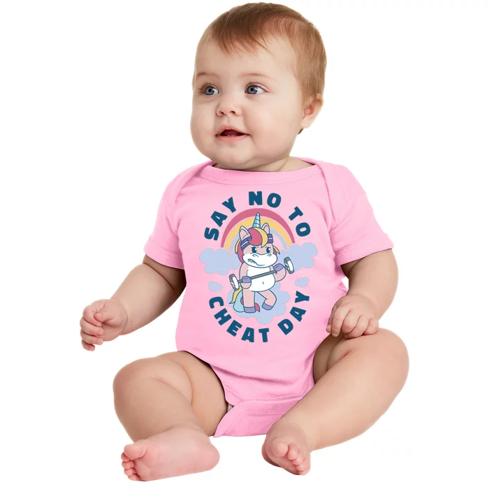 Say No To Cheat Day Unicorn Gym Baby Bodysuit