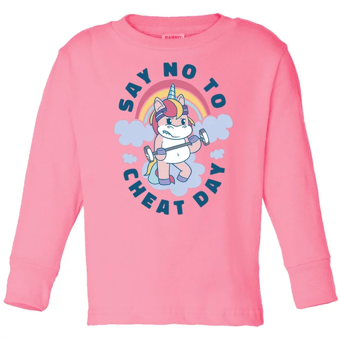 Say No To Cheat Day Unicorn Gym Toddler Long Sleeve Shirt