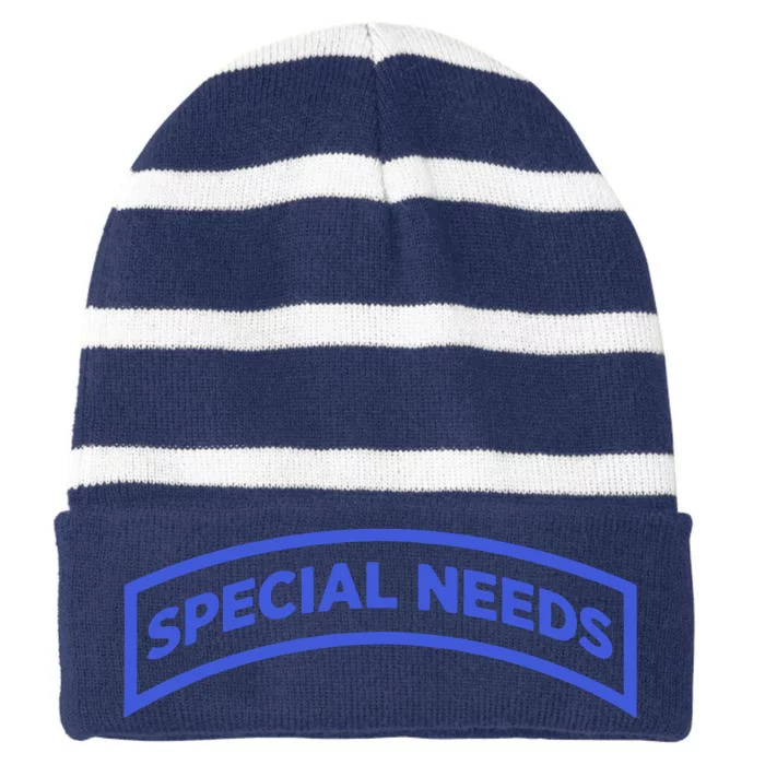 Special Needs Tab Striped Beanie with Solid Band