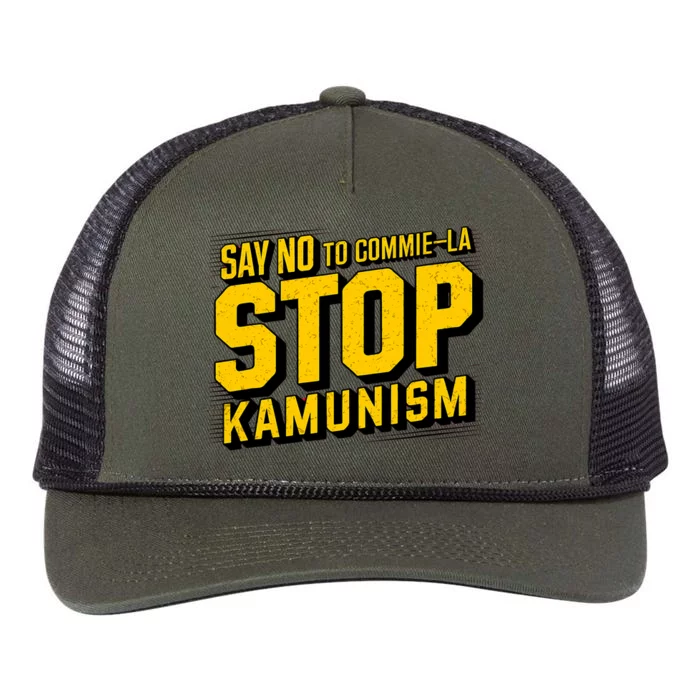 Say No To Commie La Stop Kamunism Funny Anti Kamala Harris Retro Rope Trucker Hat Cap