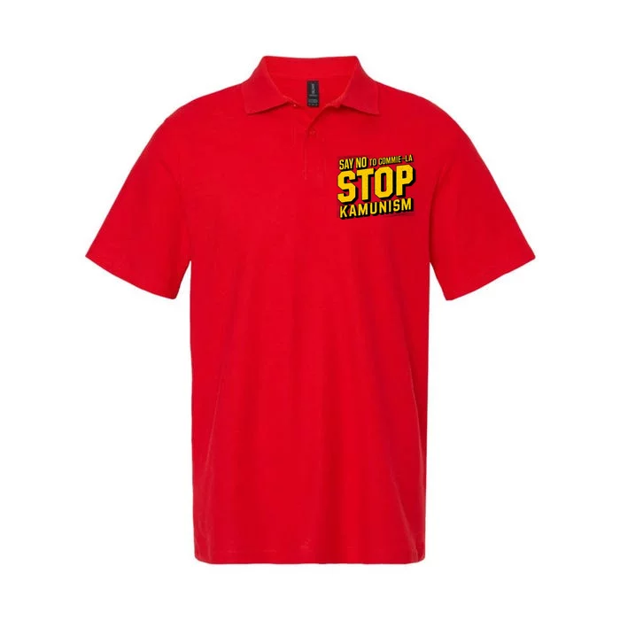 Say No To Commie La Stop Kamunism Funny Anti Kamala Harris Softstyle Adult Sport Polo