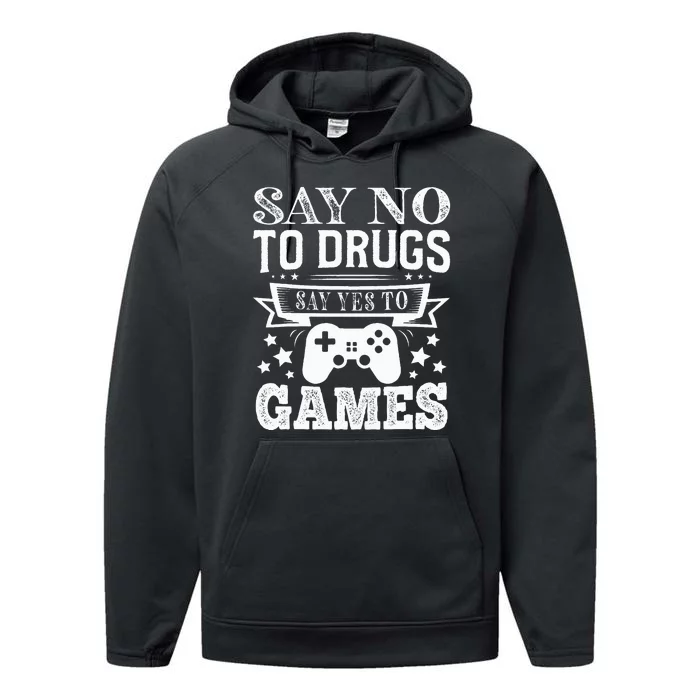 Say No To Drugs Say Yes To Games Red Ribbon Week Performance Fleece Hoodie