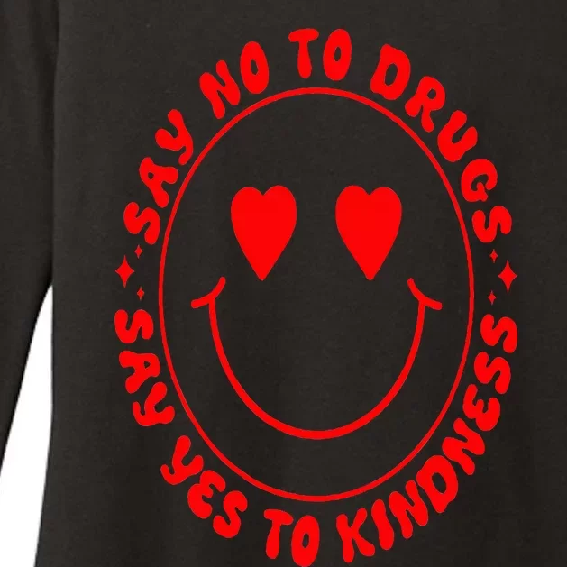 Say No To Drugs Say Yes To Kindness Groovy Red Ribbon Meme Womens CVC Long Sleeve Shirt