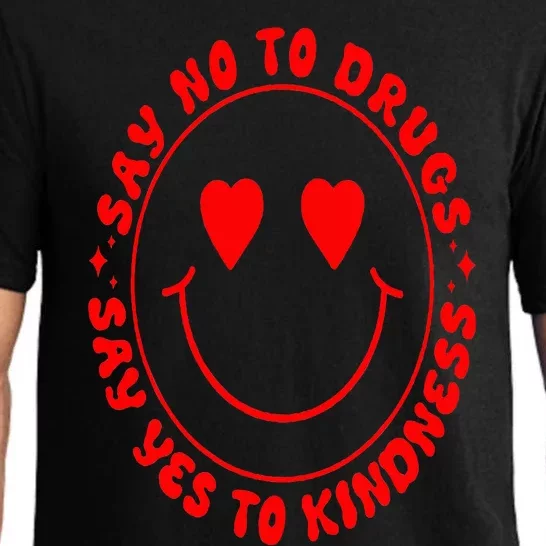 Say No To Drugs Say Yes To Kindness Groovy Red Ribbon Meme Pajama Set