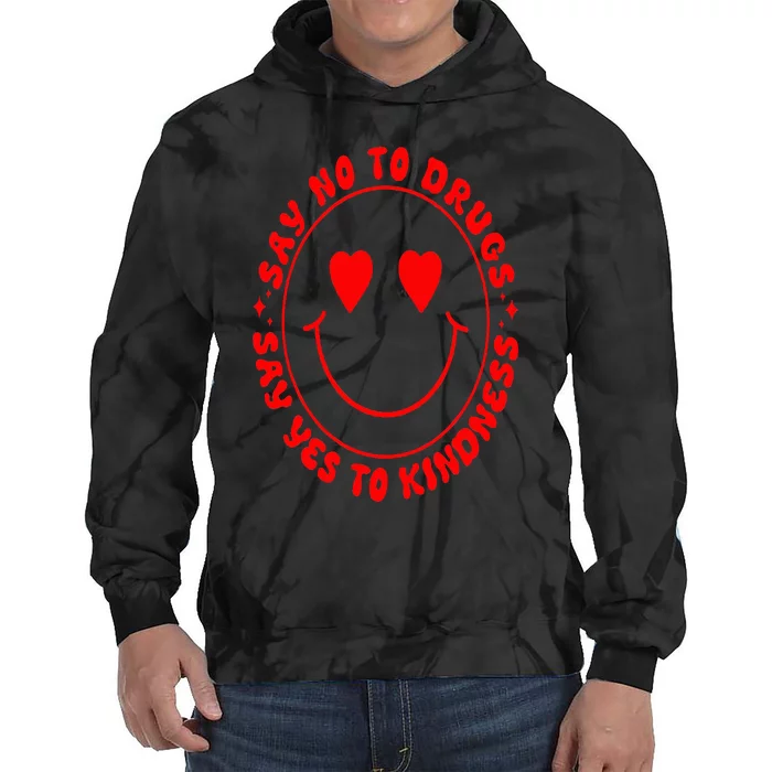 Say No To Drugs Say Yes To Kindness Groovy Red Ribbon Meme Tie Dye Hoodie