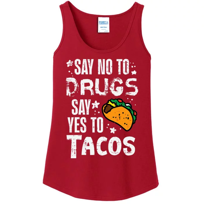 Say No To Yes To Tacos Food Red Ribbon Week Awareness Ladies Essential Tank