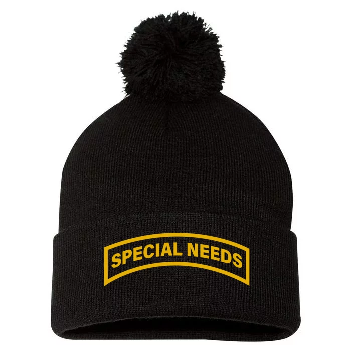 Special Needs Tab Pom Pom 12in Knit Beanie