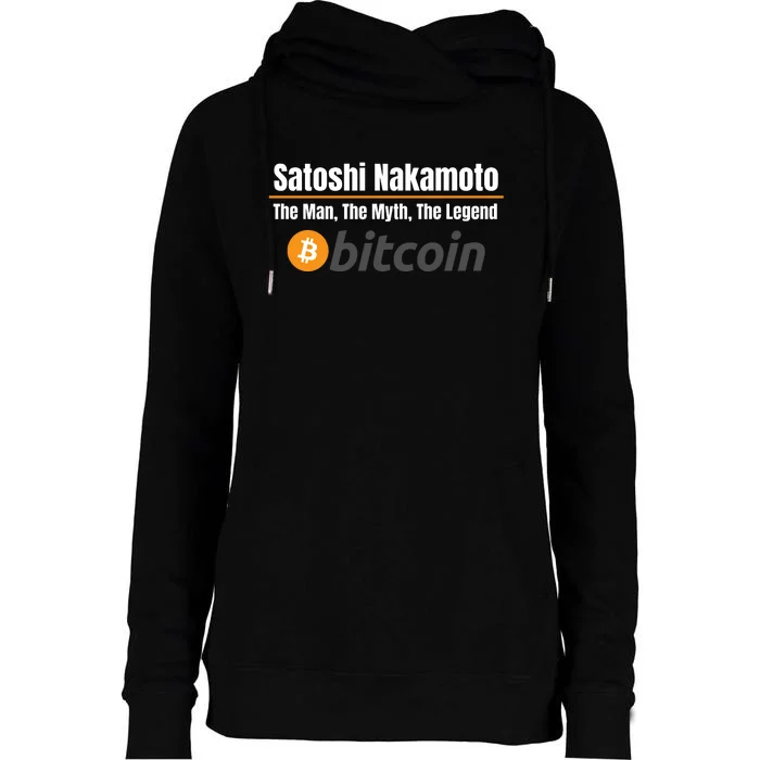 Satoshi Nakamoto, The Man The Myth The Legend, Bitcoin, Crypto Womens Funnel Neck Pullover Hood