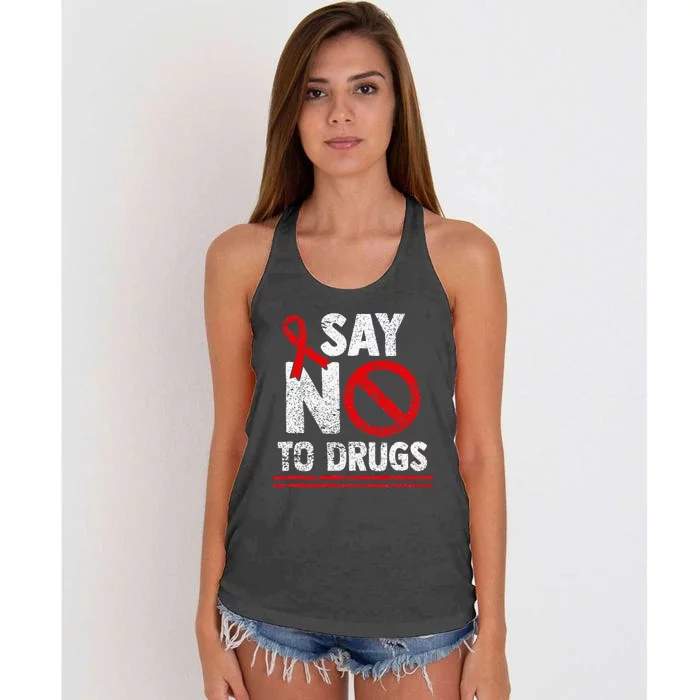 Say No To Drugs Support Red Ribbon Awareness Week Women's Knotted Racerback Tank