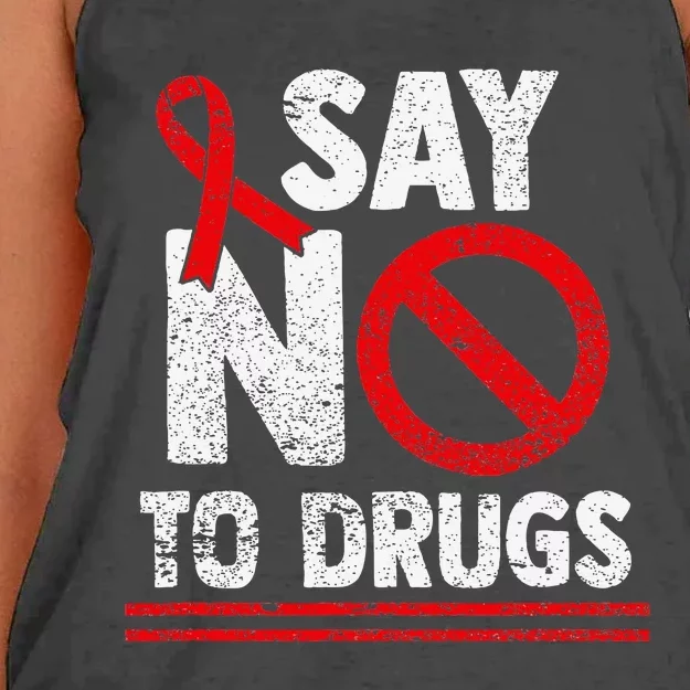 Say No To Drugs Support Red Ribbon Awareness Week Women's Knotted Racerback Tank