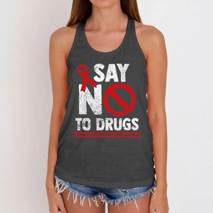 Say No To Drugs Support Red Ribbon Awareness Week Women's Knotted Racerback Tank