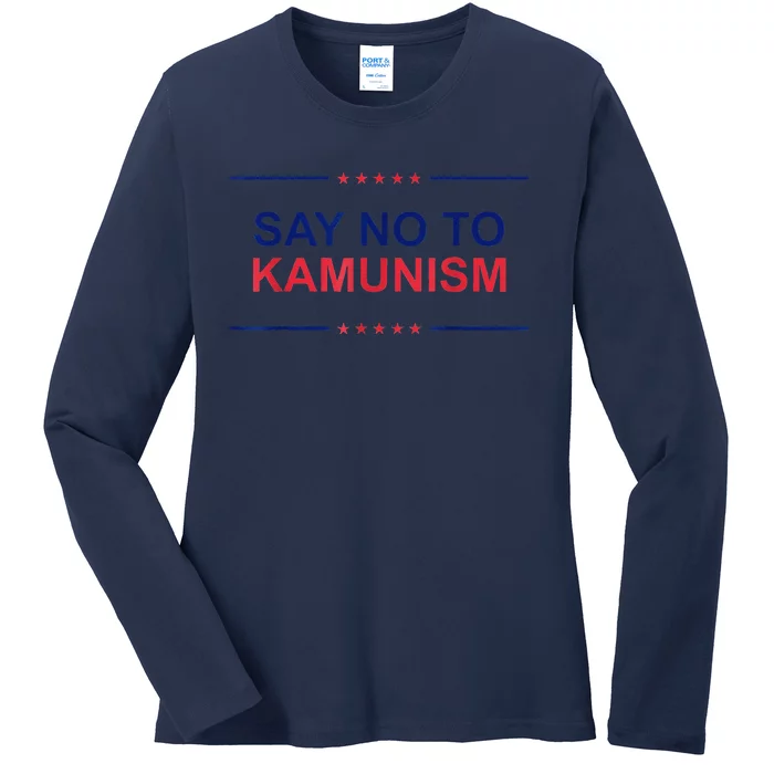 Say No To Kamunism 2024 Elections Trump President Republican Ladies Long Sleeve Shirt