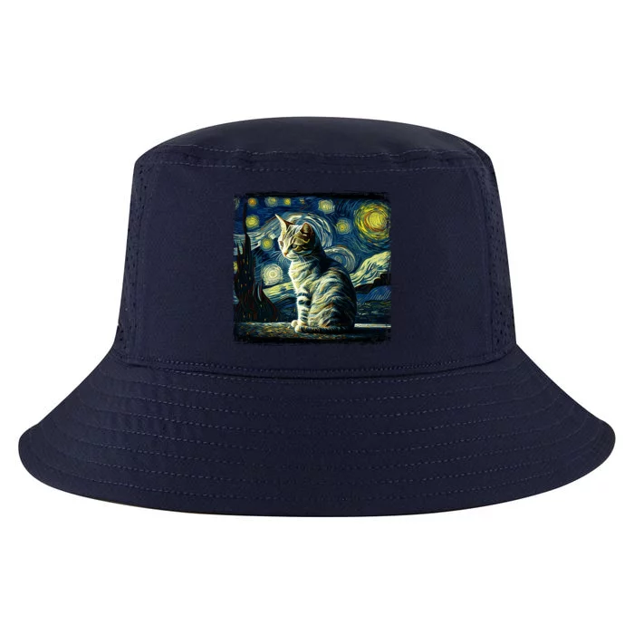 Starry Night Tabby Cat Funny Tabby Cat Graphic Men Women Cool Comfort Performance Bucket Hat