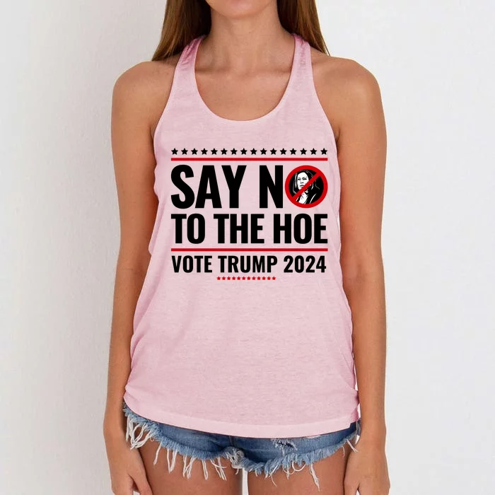 Say No To The Hoe Vote Trump 2024 Women's Knotted Racerback Tank