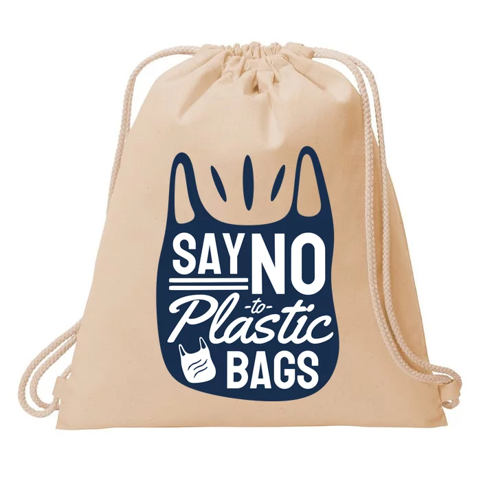 Say No To Plastic Bags Drawstring Bag