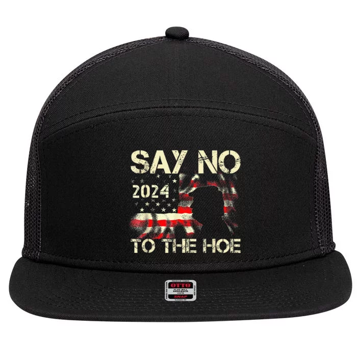 Say No To The Hoe Vote Trump 2024 America Usa Flag 7 Panel Mesh Trucker Snapback Hat