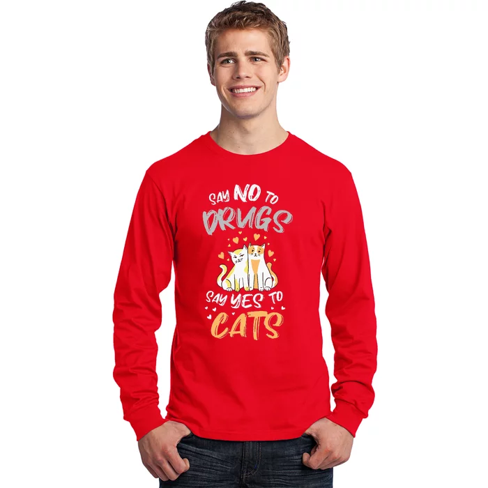 Say No To Drugs Say Yes To Cats Red Ribbon Week Long Sleeve Shirt