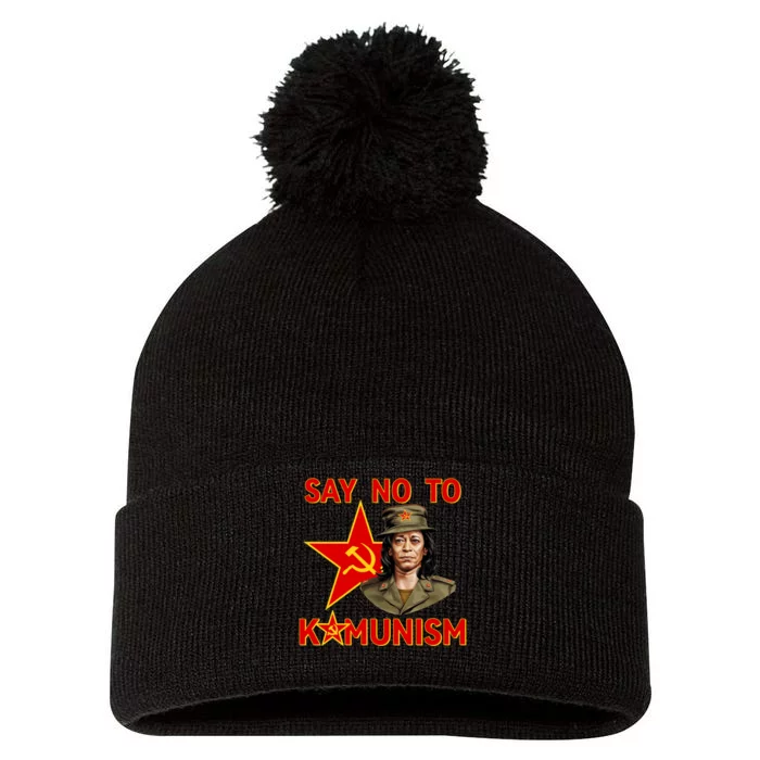 Say No To Kamunism Kamunist Funny Election 2024 Anti Kamala Pom Pom 12in Knit Beanie