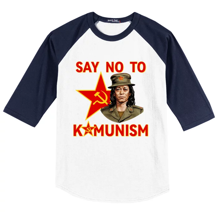 Say No To Kamunism Kamunist Funny Election 2024 Anti Kamala Baseball Sleeve Shirt