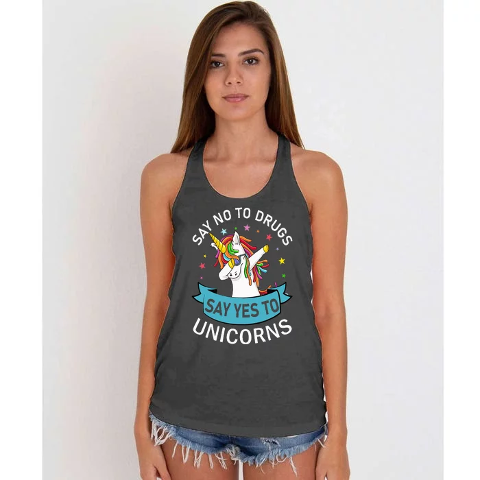 Say No To Drugs Say Yes To Unicorn Red Ribbon Week Women's Knotted Racerback Tank