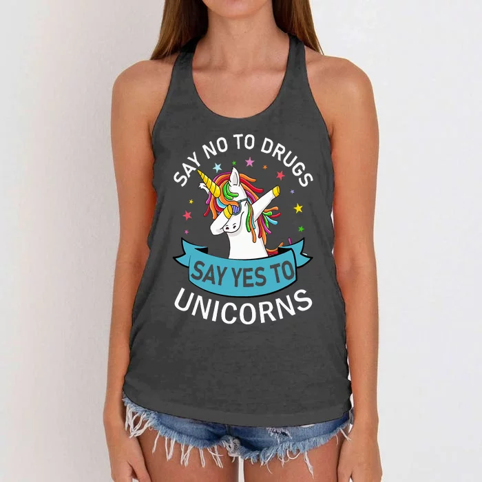 Say No To Drugs Say Yes To Unicorn Red Ribbon Week Women's Knotted Racerback Tank