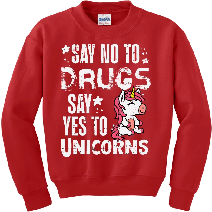 Say No To Yes To Unicorns Red Ribbon Week Awareness Kids Sweatshirt