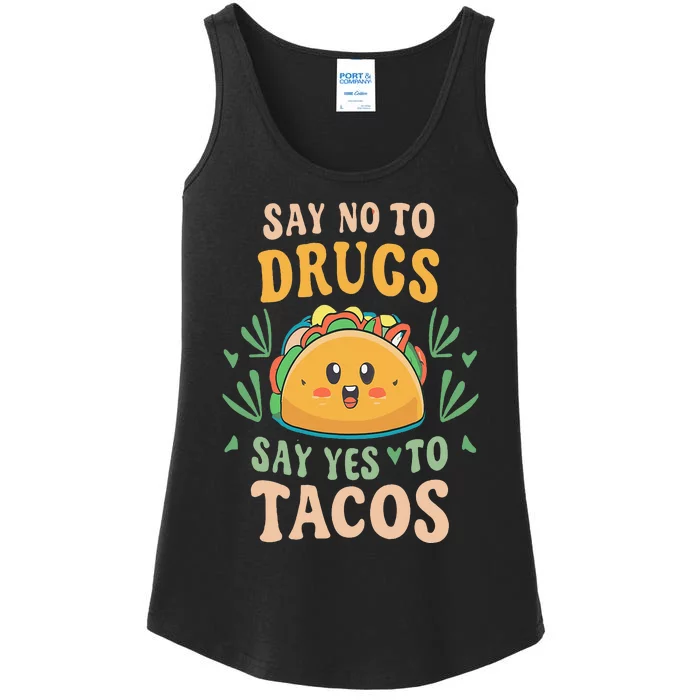 Say NO to Drugs Say Yes to Tacos Red Ribbon Week Ladies Essential Tank