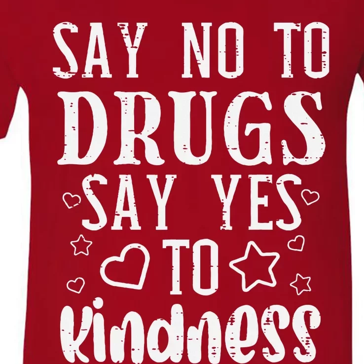 Say No To Yes To Kindness Red Ribbon Week Awareness V-Neck T-Shirt