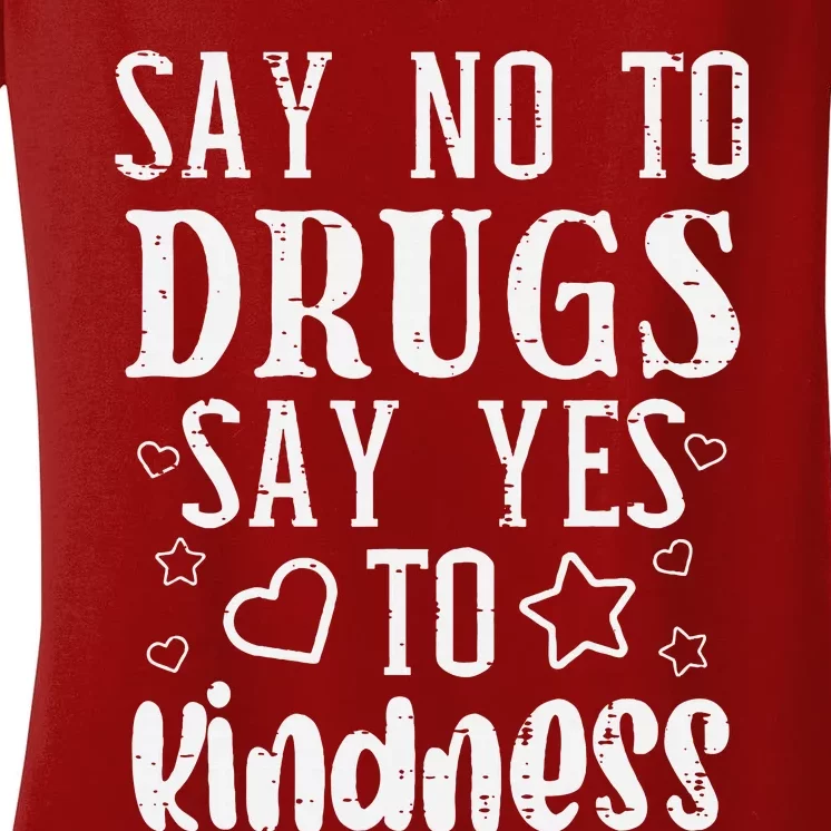 Say No To Yes To Kindness Red Ribbon Week Awareness Women's V-Neck T-Shirt