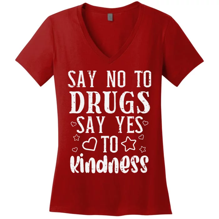 Say No To Yes To Kindness Red Ribbon Week Awareness Women's V-Neck T-Shirt