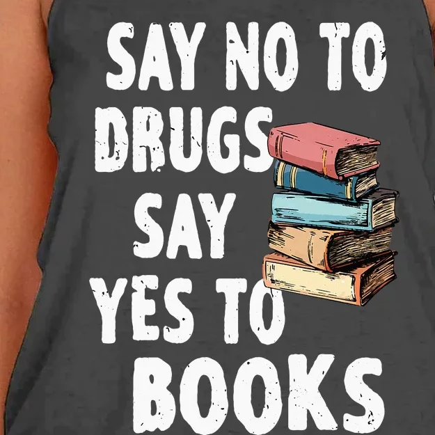 Say No To Drugs Say Yes To Books Red Ribbon Week Awareness Women's Knotted Racerback Tank