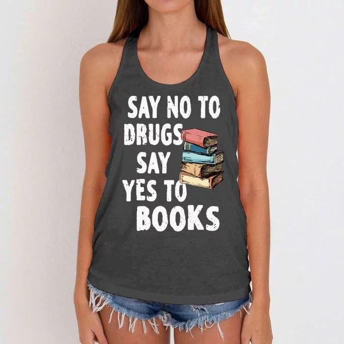 Say No To Drugs Say Yes To Books Red Ribbon Week Awareness Women's Knotted Racerback Tank