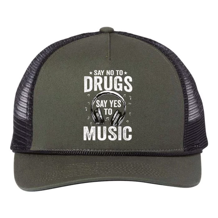 Say No To Drugs Say Yes To music Anti drug Red Ribbon Week Retro Rope Trucker Hat Cap