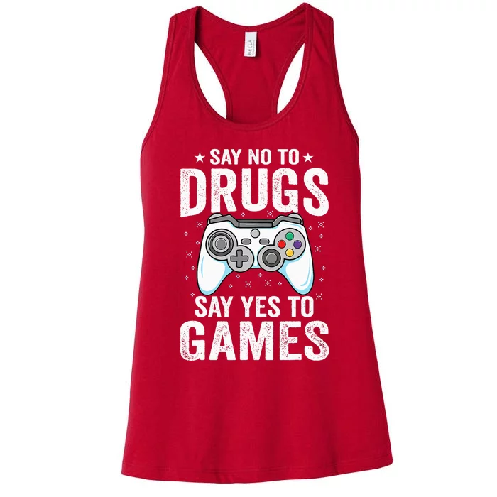 Say No To Drugs Say Yes video game Anti drug Red Ribbon Week Women's Racerback Tank