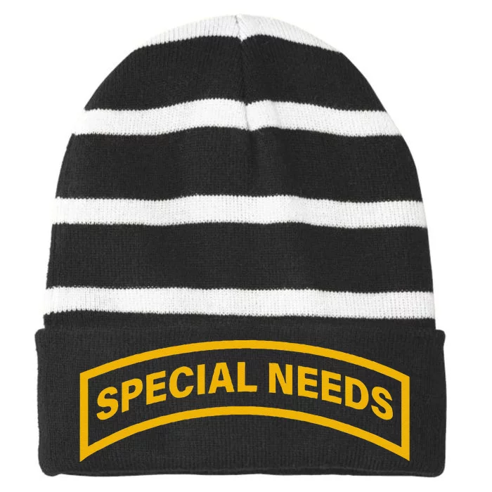 Special Needs Tab Striped Beanie with Solid Band