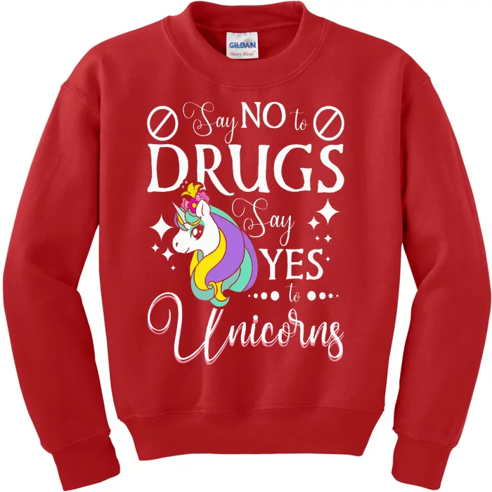 Say No To Drugs Say Yes To Unicorns Red Ribbon Week Kids Sweatshirt