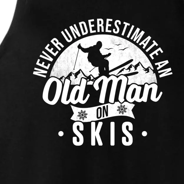 Ski Never Underestimate An Old On Skis Funny Skiing Great Gift Ladies Tri-Blend Wicking Tank