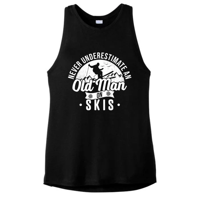 Ski Never Underestimate An Old On Skis Funny Skiing Great Gift Ladies Tri-Blend Wicking Tank