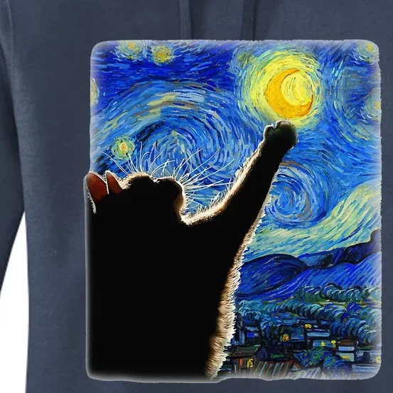 Starry Night Vincent Van Gogh Famous Painting Black Cats Women's Pullover Hoodie